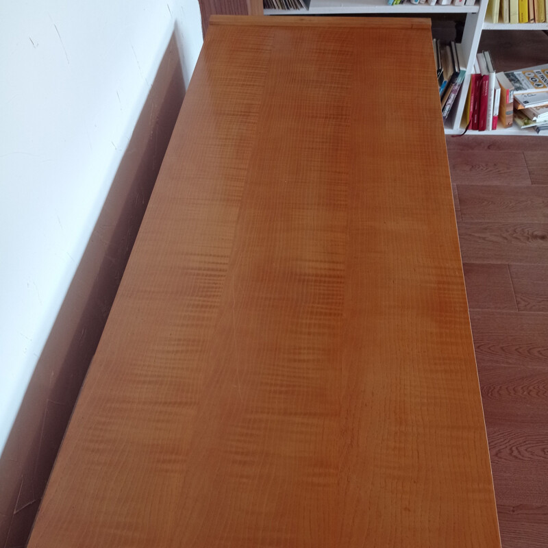 Vintage blond wood sideboard with 5 drawers, 1980