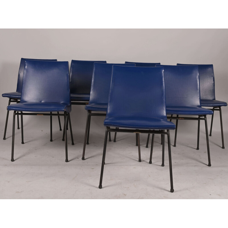 Set of 8 vintage chairs model Cm 145 by Pierre Paulin for Meuble TV, 1955