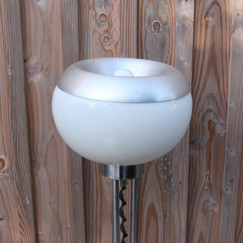 Vintage opaline and chrome metal floor lamp, 1970