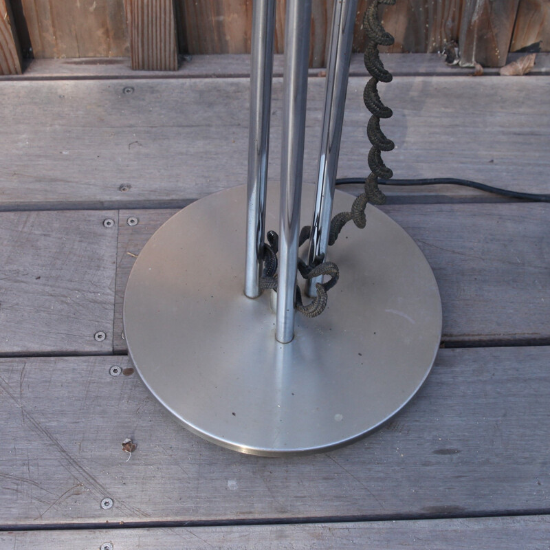 Vintage opaline and chrome metal floor lamp, 1970