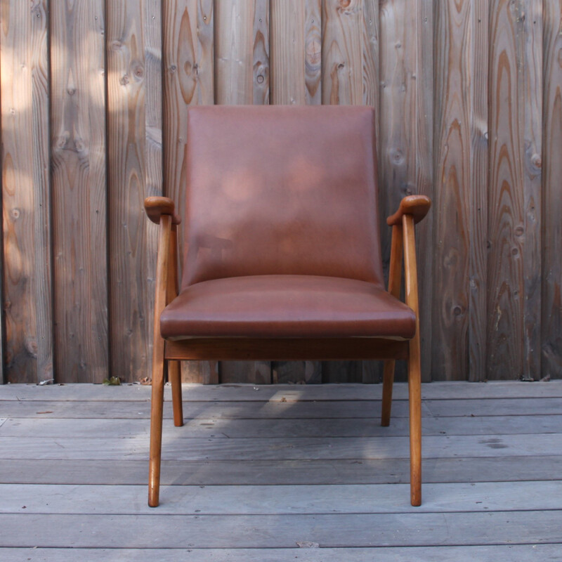 Vintage boomerang armchair in skai