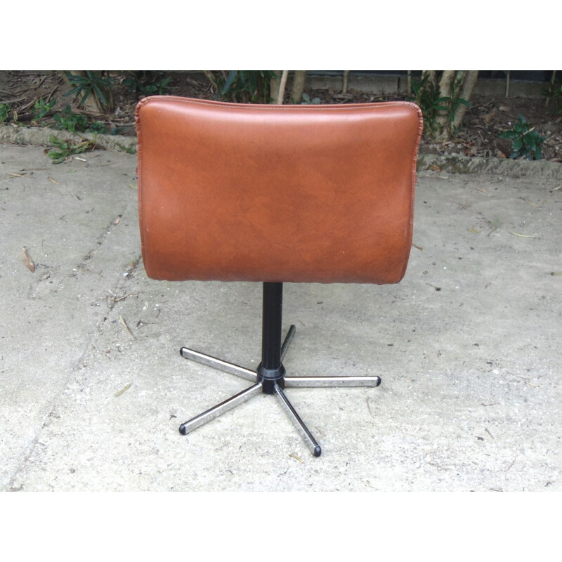 Vintage swivel armchair in eco leather and steel, 1970s