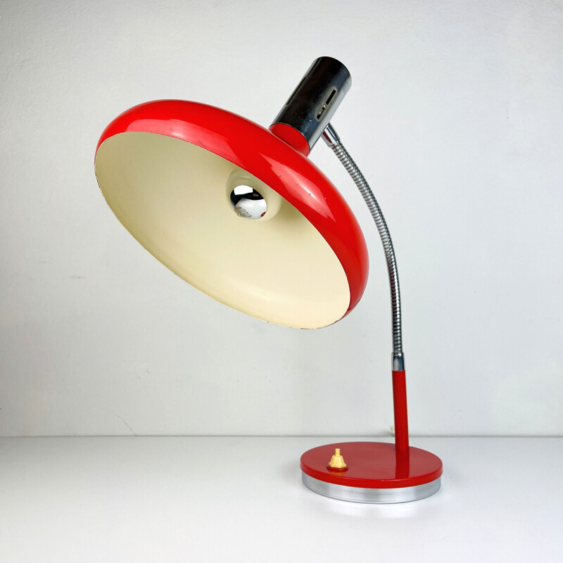Lámpara de escritorio roja vintage, Italia 1970