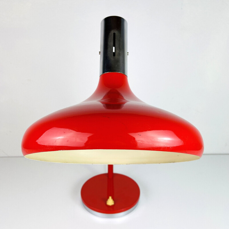 Lámpara de escritorio roja vintage, Italia 1970