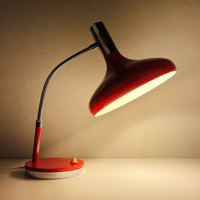 Mid-century red desk lamp, Italy 1970s