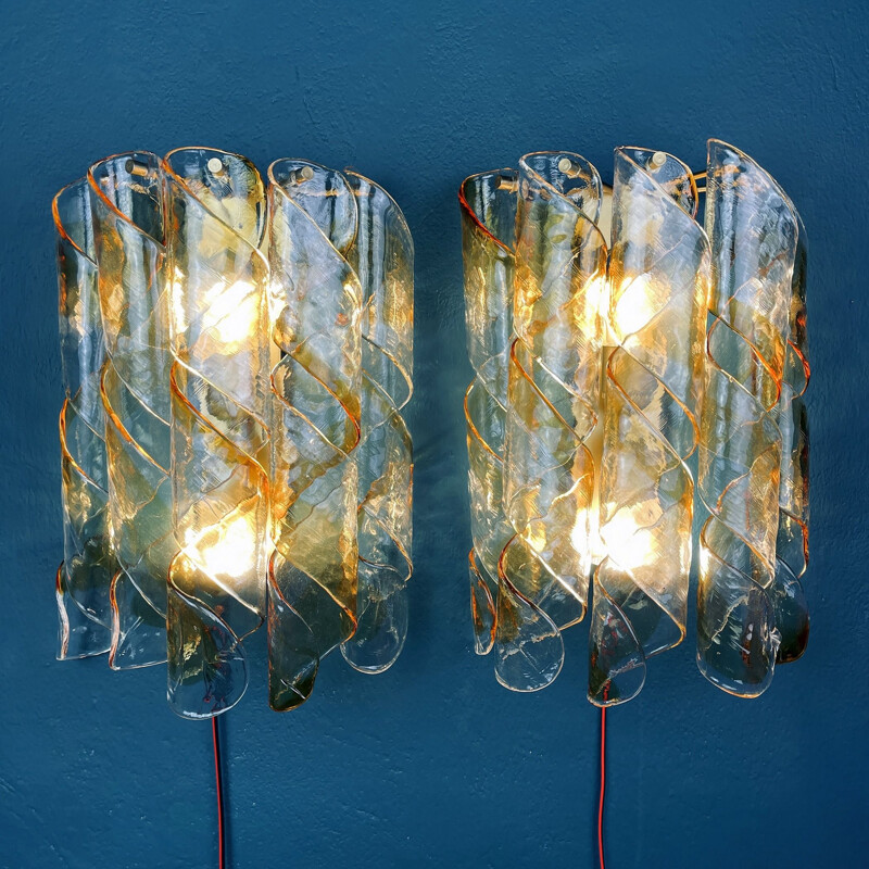 Vintage Murano glass wall lamp, Italy 1970s