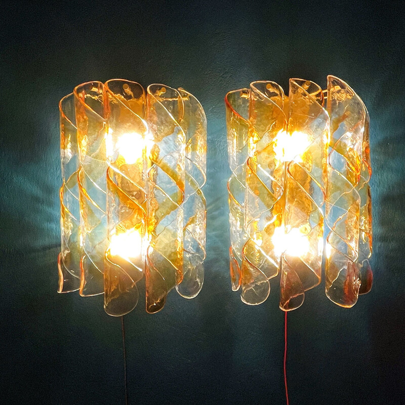 Vintage Murano glass wall lamp, Italy 1970s