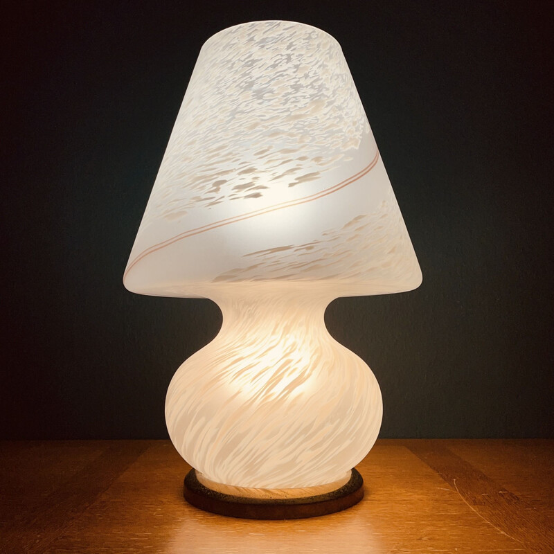 Vintage swirl Murano glass table lamp, Italy 1970s