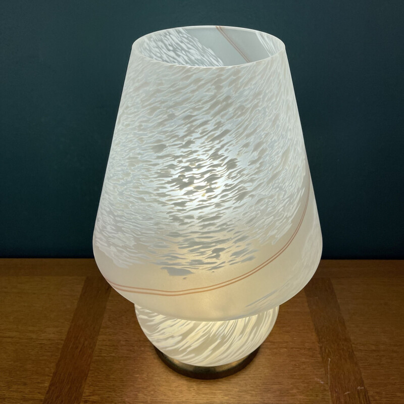 Lampe de table vintage en verre de Murano tourbillonnant, Italie 1970