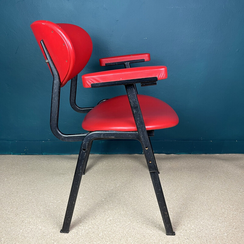 Fauteuil de bureau vintage rouge, Italie 1960