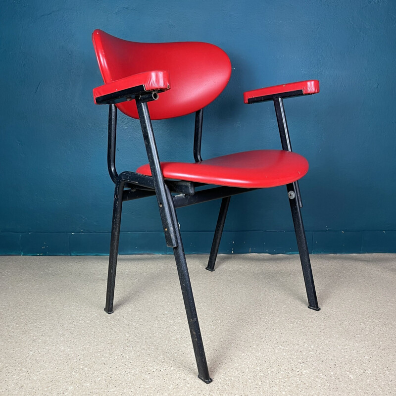 Mid-century red desk office armchair, Italy 1960s