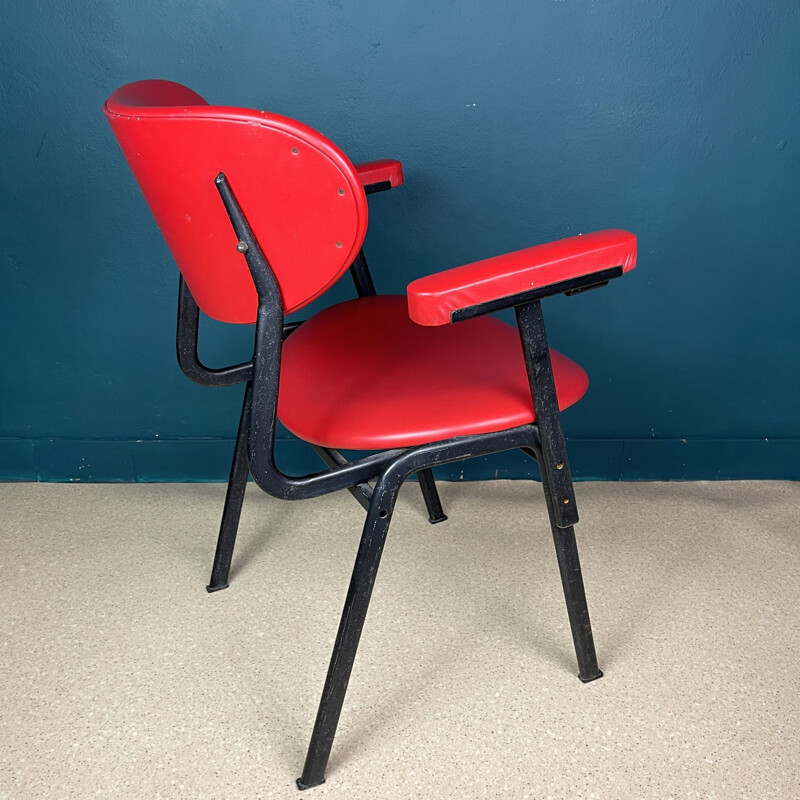 Mid-century red desk office armchair, Italy 1960s