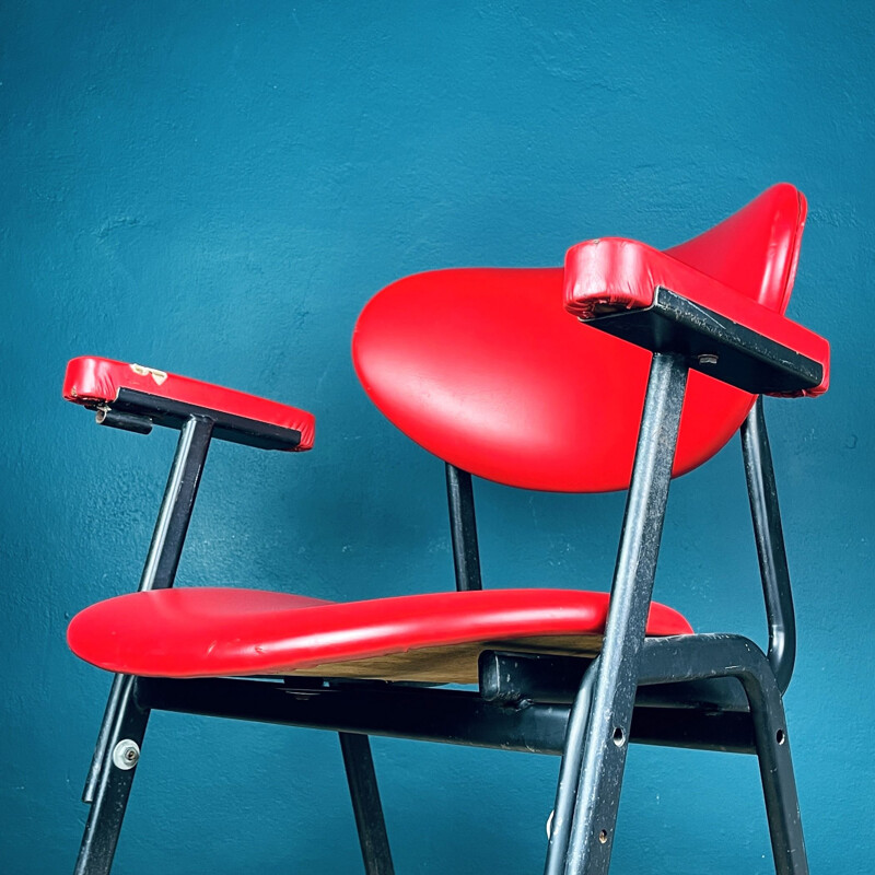 Mid-century red desk office armchair, Italy 1960s