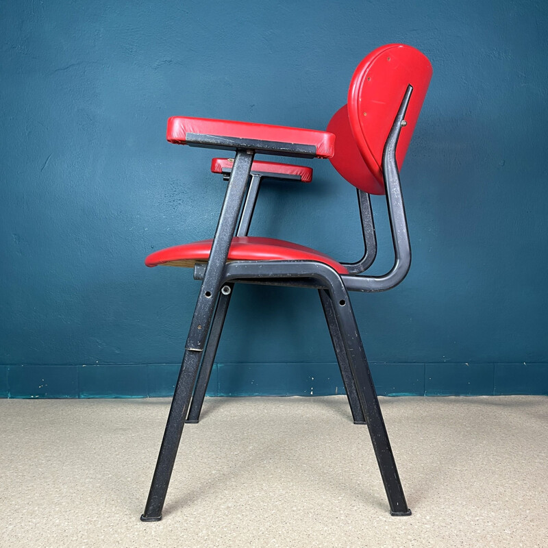 Fauteuil de bureau vintage rouge, Italie 1960