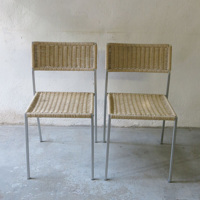 Pair of vintage rope chairs, 1980