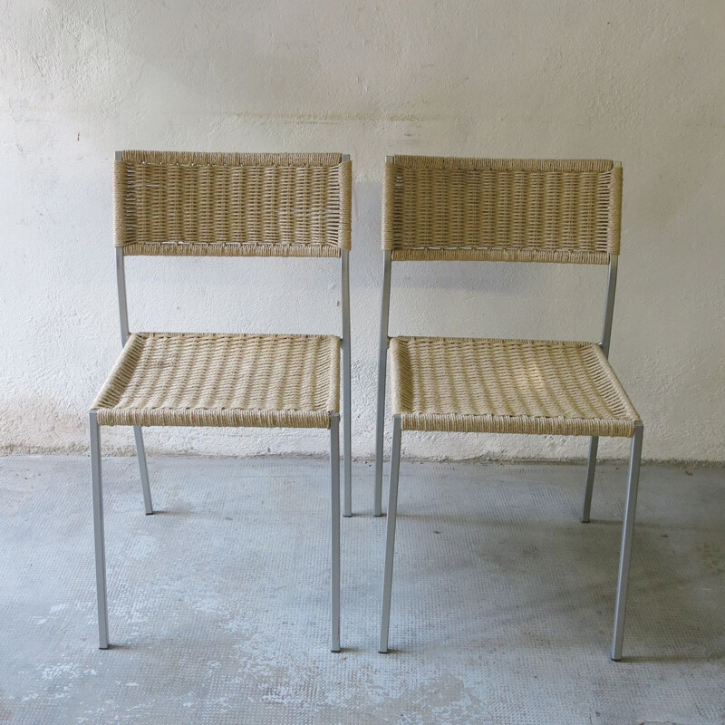 Paire de chaises vintage en corde, 1980