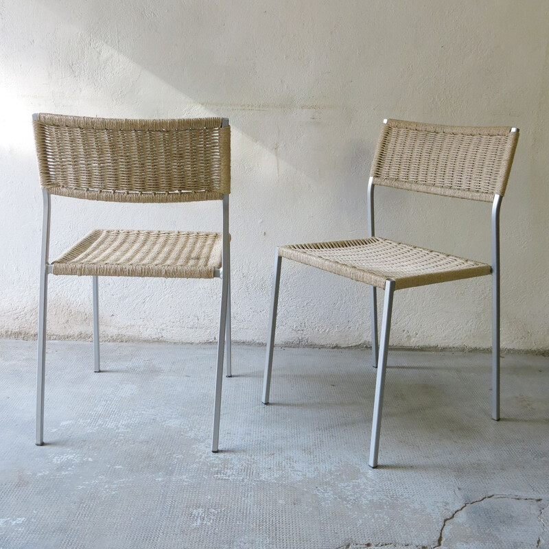 Paire de chaises vintage en corde, 1980