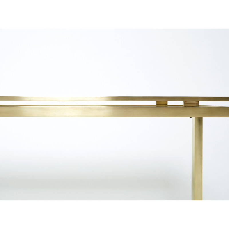 Vintage console in brass and smoked glass by Guy Lefevre for Maison Jansen, 1970