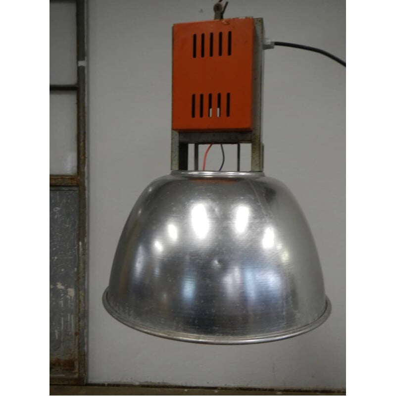 Vintage industrial metal lamp with aluminum bell