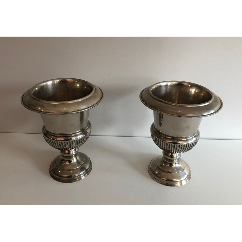 Pair of vintage silver plated champagne buckets, France 1940