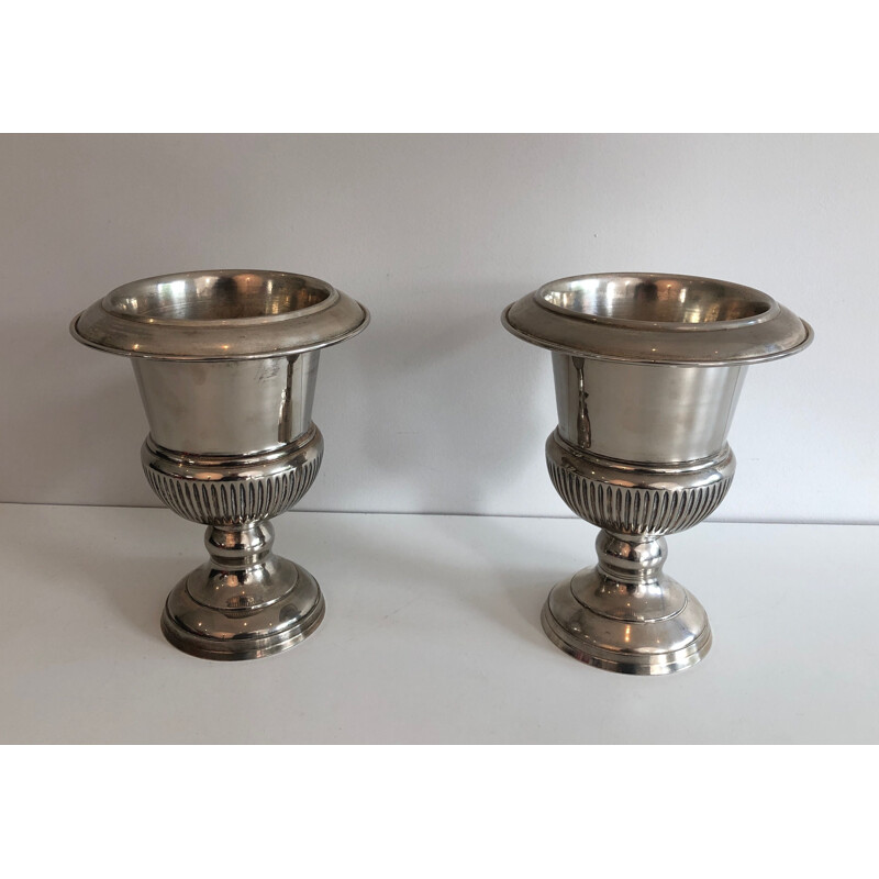 Pair of vintage silver plated champagne buckets, France 1940
