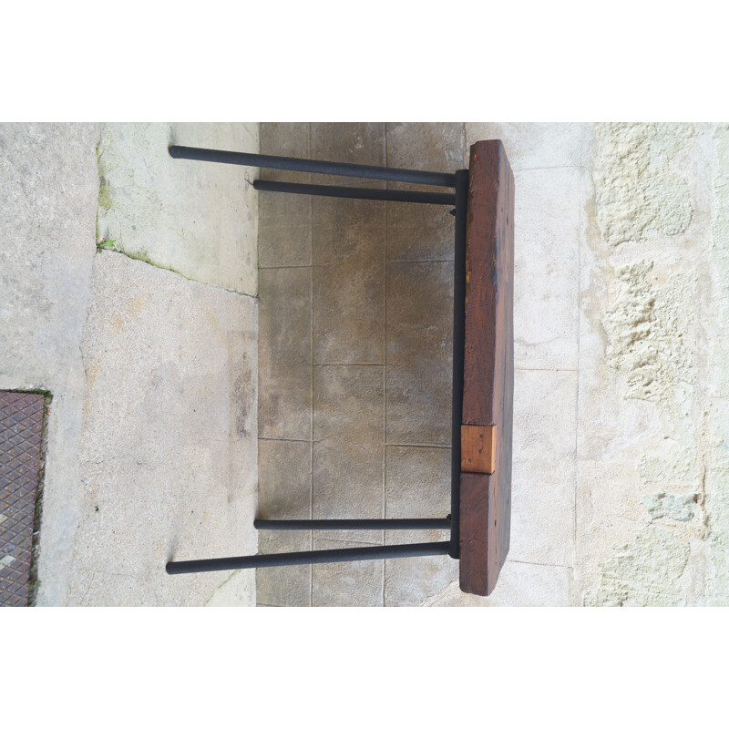 Vintage console table Etabli in solid wood, 1950