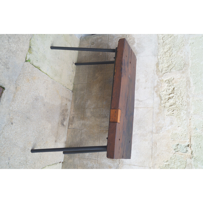 Vintage console table Etabli in solid wood, 1950
