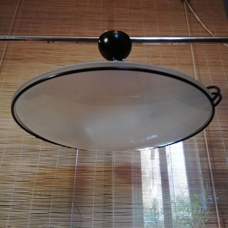 Vintage frosted glass chandelier by Goymar, 1980