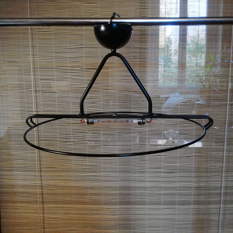 Vintage frosted glass chandelier by Goymar, 1980