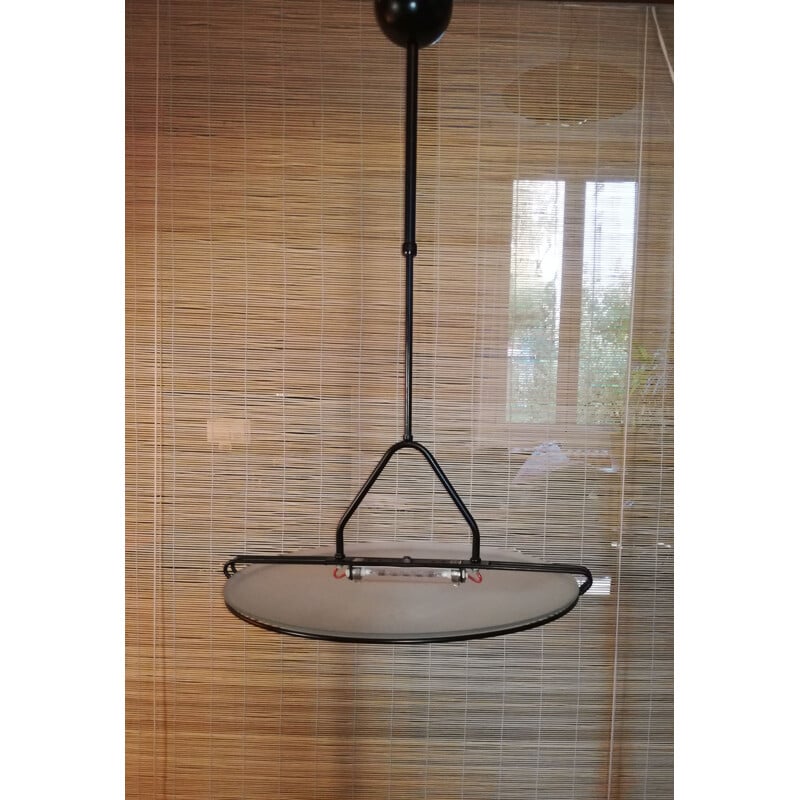 Vintage frosted glass chandelier by Goymar, 1980