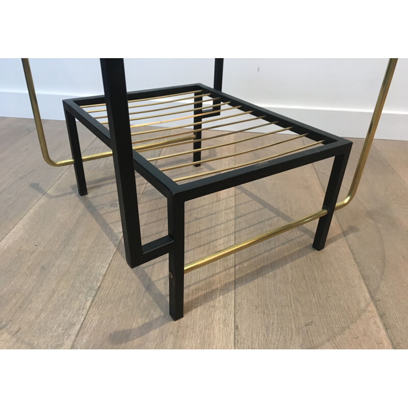 Vintage glass and brass coffee table by Mathieu Matégot, 1950