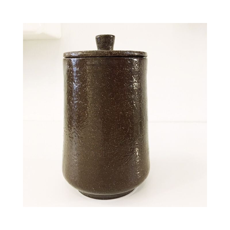 Vintage ceramic jar with lid, 1970s