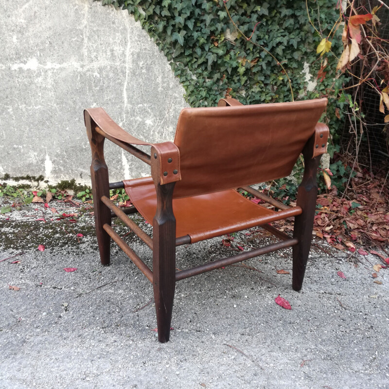 Vintage Safari armchair in leather and imitation
