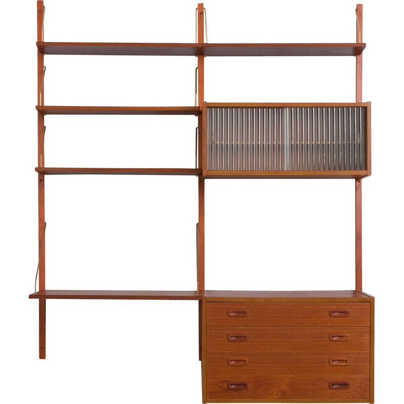 Teak vintage wall unit by Preben Sorensen, Denmark 1960s