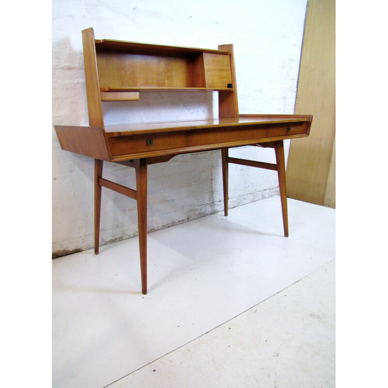 Italian desk in cherry wood with mirror - 1950s 