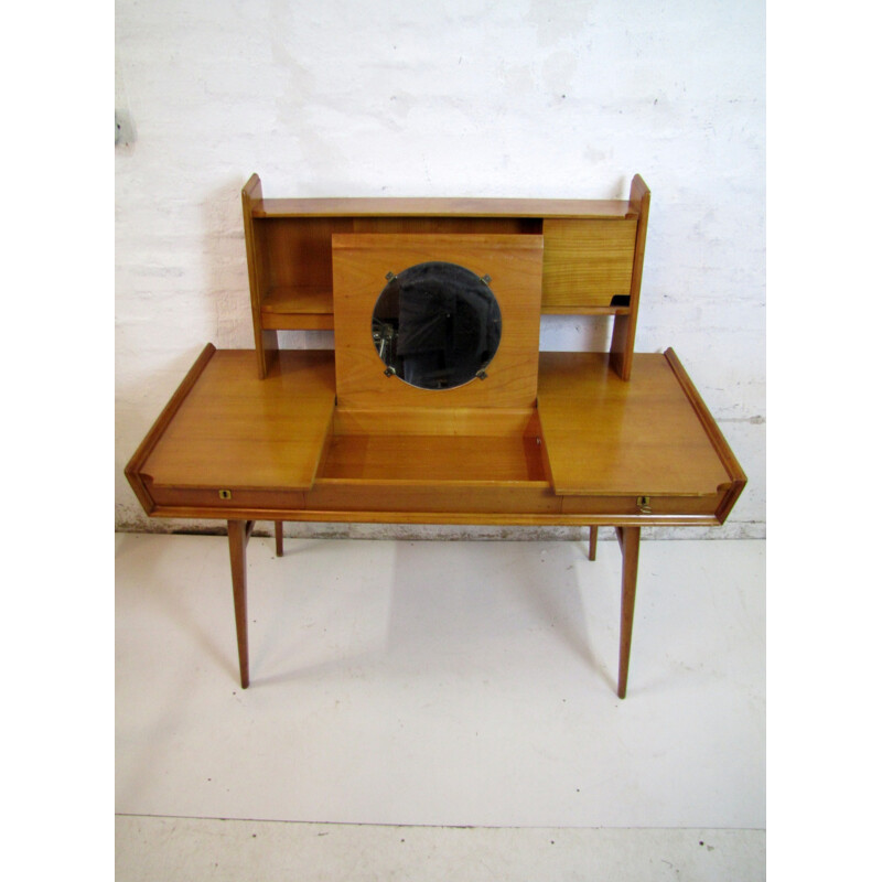 Italian desk in cherry wood with mirror - 1950s 