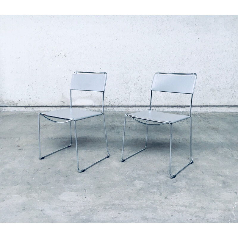 Pair of vintage chairs in chromed metal by Giandomenico Belotti for Alias, Italy 1980