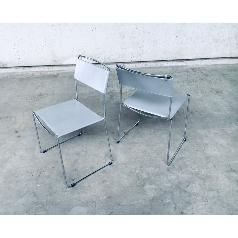 Pair of vintage chairs in chromed metal by Giandomenico Belotti for Alias, Italy 1980