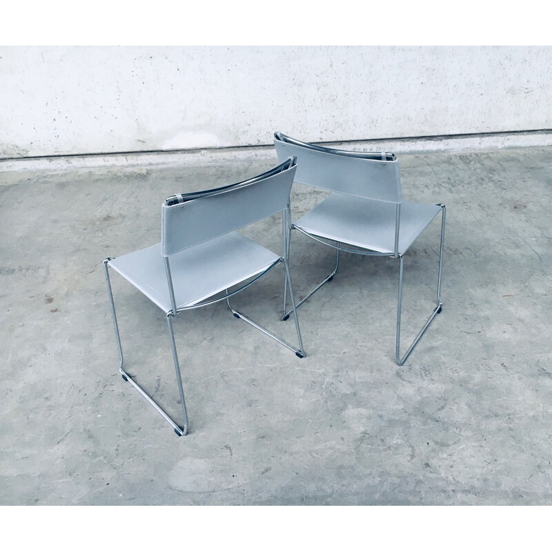 Pair of vintage chairs in chromed metal by Giandomenico Belotti for Alias, Italy 1980