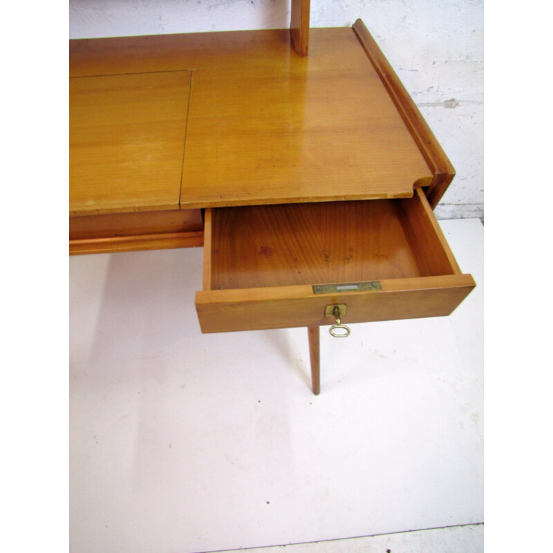 Italian desk in cherry wood with mirror - 1950s 