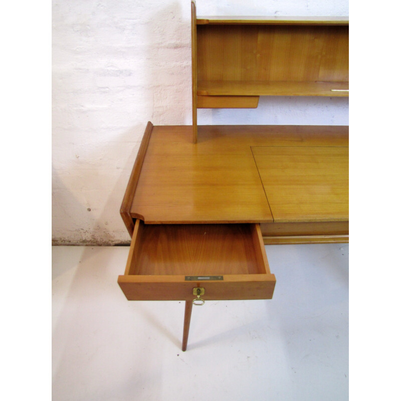 Italian desk in cherry wood with mirror - 1950s 