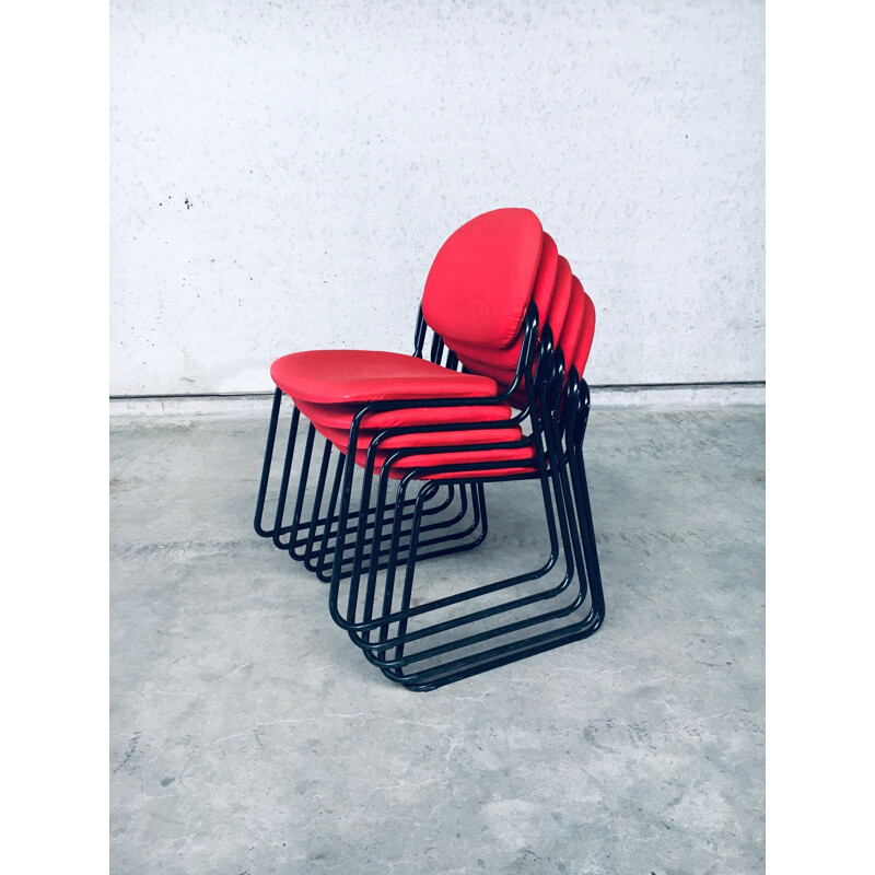 Set of 5 vintage Italian stacking chairs by Talin, Italy 1980s