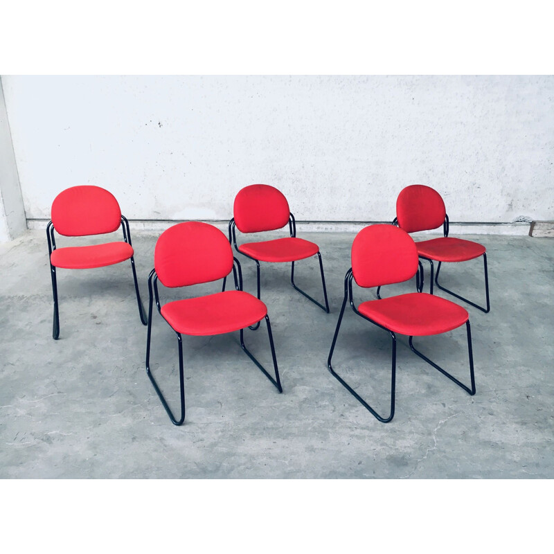 Set of 5 vintage Italian stacking chairs by Talin, Italy 1980s