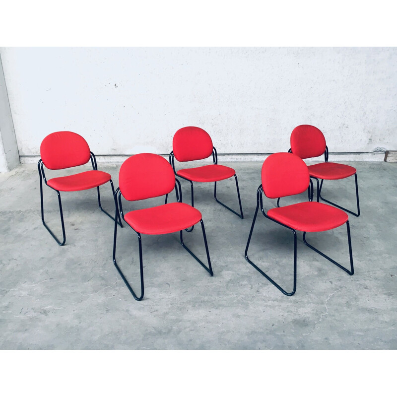 Set of 5 vintage Italian stacking chairs by Talin, Italy 1980s