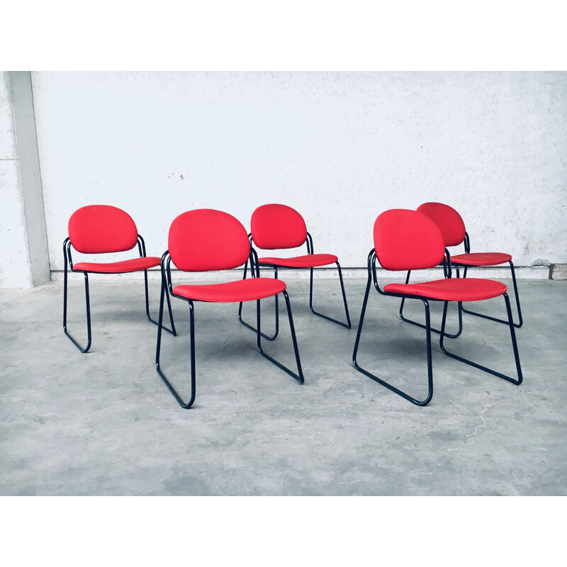 Set of 5 vintage Italian stacking chairs by Talin, Italy 1980s