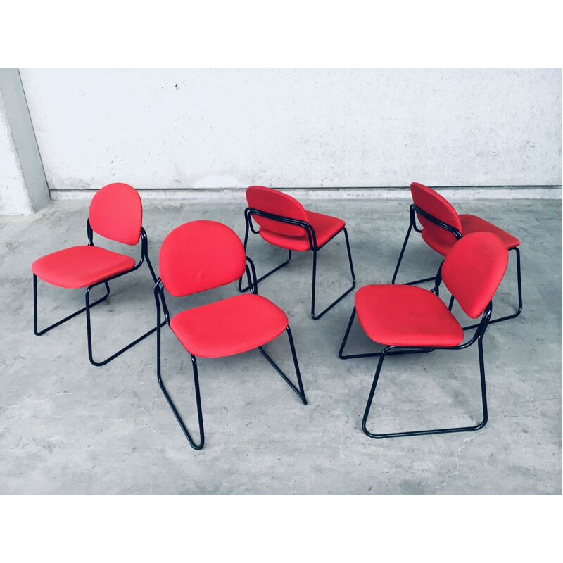 Conjunto de 5 cadeiras de empilhamento italianas vintage por Talin, Itália 1980