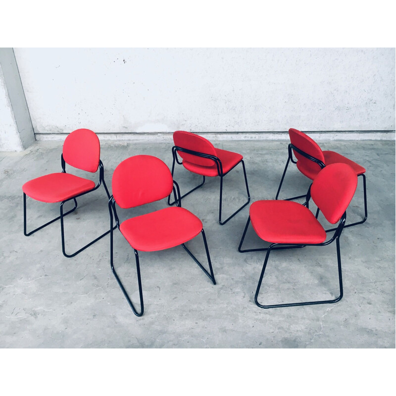 Set of 5 vintage Italian stacking chairs by Talin, Italy 1980s