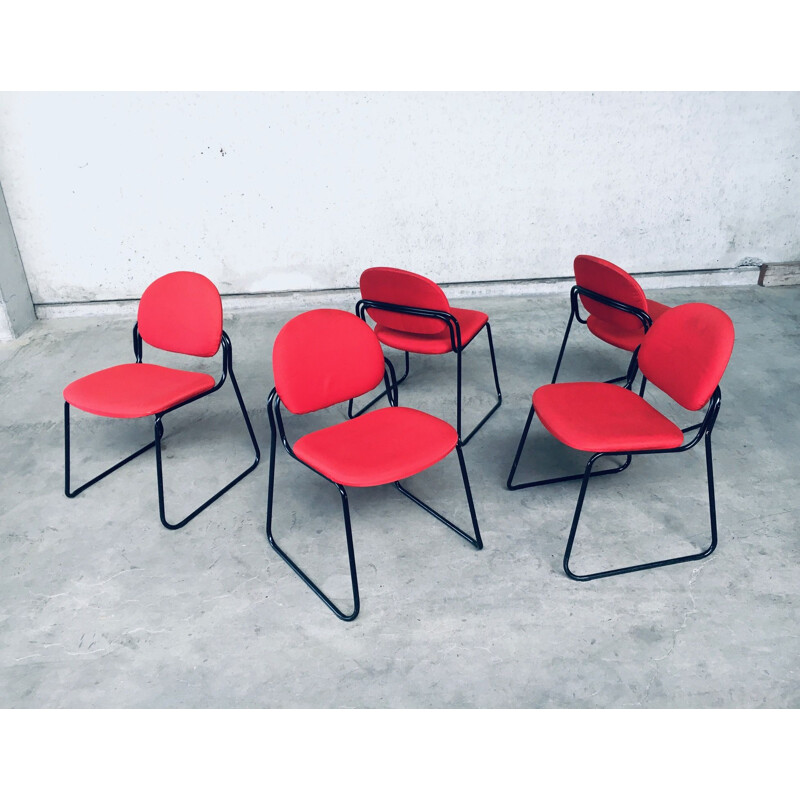 Ensemble de 5 chaises empilables italiennes vintage par Talin, Italie 1980