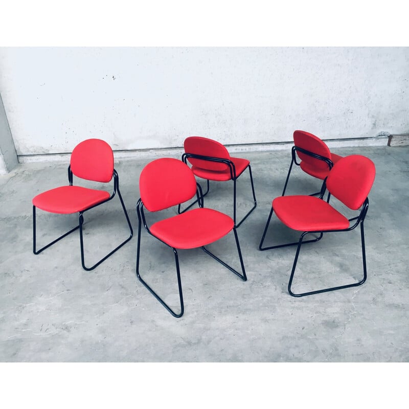 Set of 5 vintage Italian stacking chairs by Talin, Italy 1980s