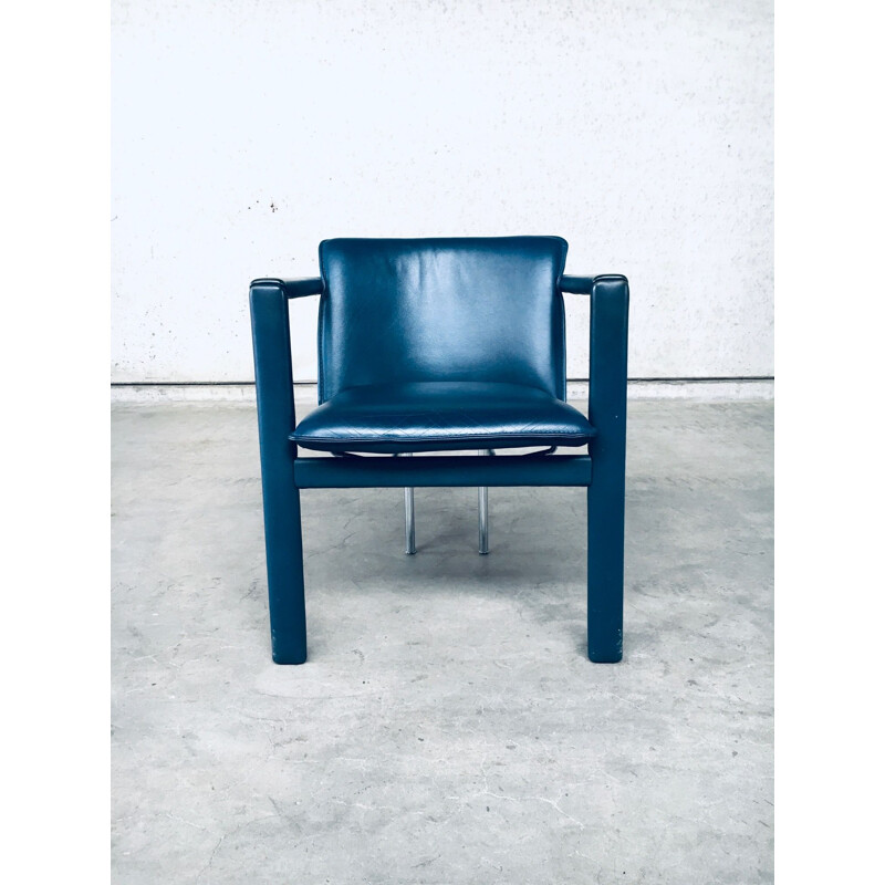 Conjunto de 4 cadeiras "Cachucha" em pele de Hugo De Ruiter para Leolux, Países Baixos 1990